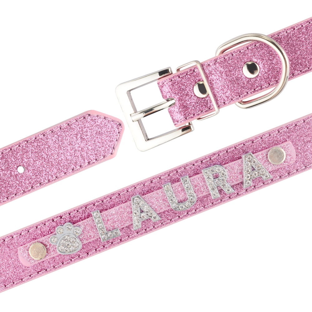 DIY Alphabet Letter Dog Name Collar - PU Leather, 5 Colours, XS-L