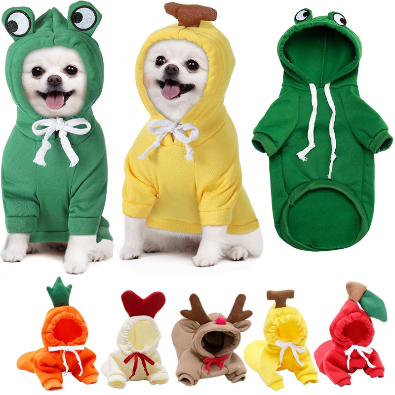 Cute Fruit Print Dog Hoodie - Warm Fleece Winter Coat
