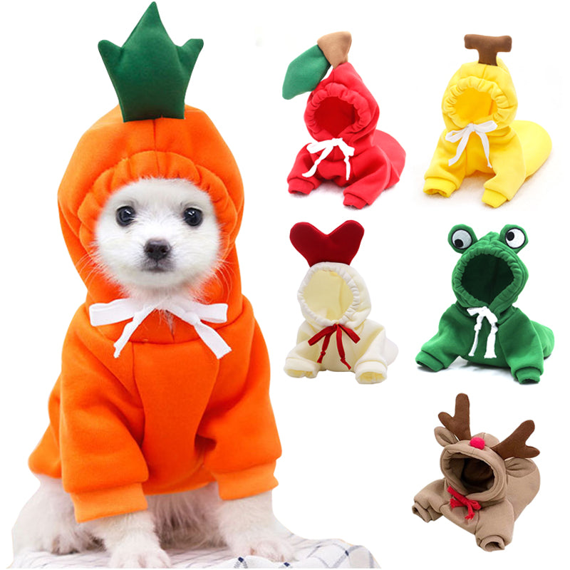 Cute Fruit Print Dog Hoodie - Warm Fleece Winter Coat