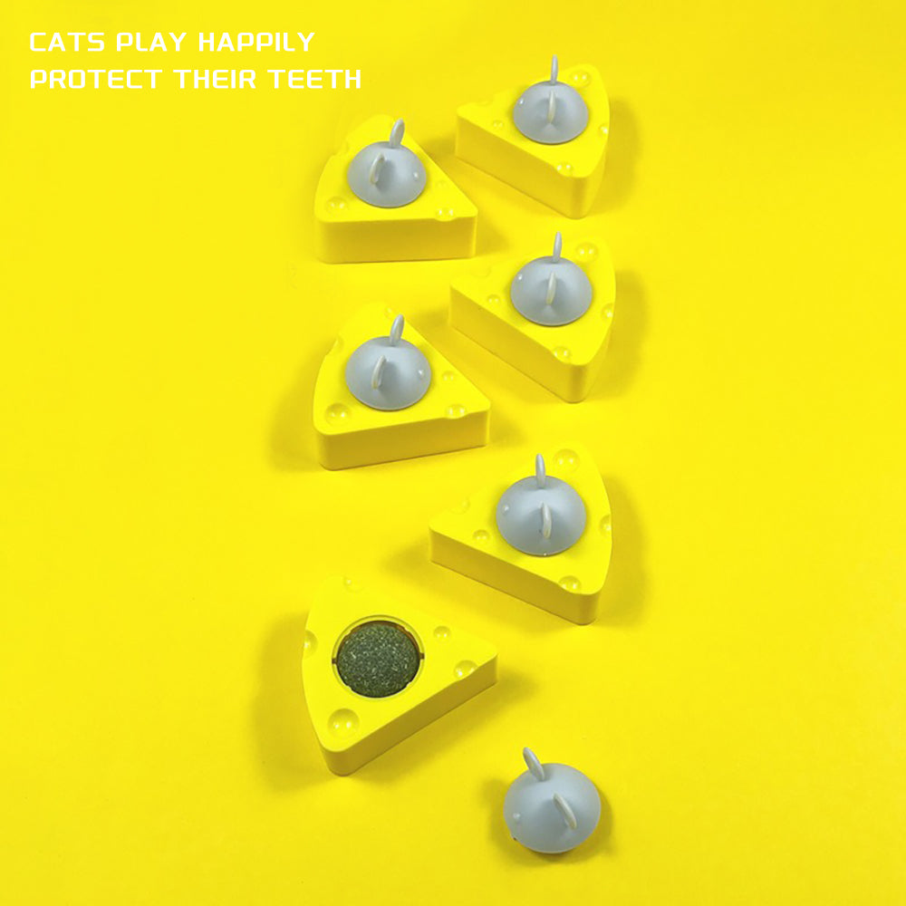 Catnip & Silvervine Cheese Ball Cat Toy - Teeth Cleaning & Self-Entertainment