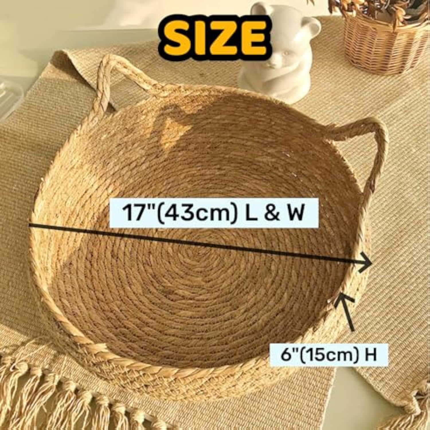 Handmade Natural Woven Cat Bed with Memory Foam Cushion- Eco-Friendly Straw Nest