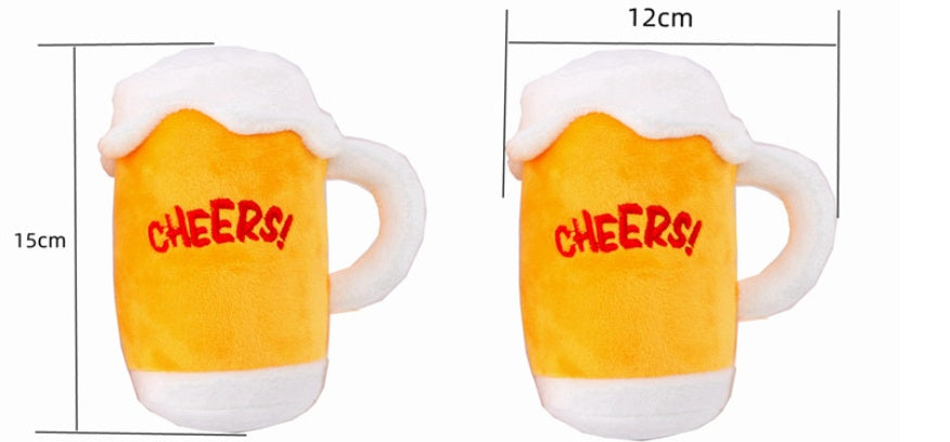 Beer Bottle & Mug Plush Squeaky Dog Toy - Novelty Fun