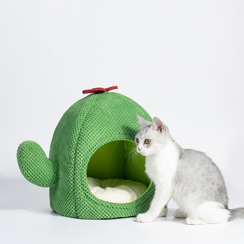 Cactus Cat Cave Bed - Warm, Enclosed & Adorable