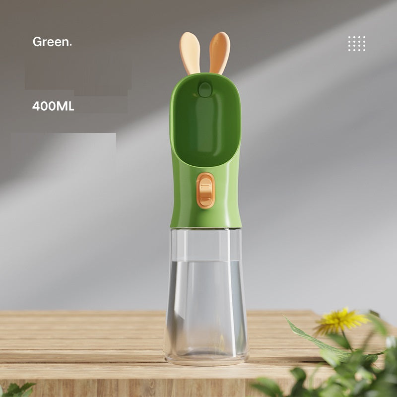 Portable Travel Pet Water & Food Cup – 400ml | Green, White, Grey & Yellow