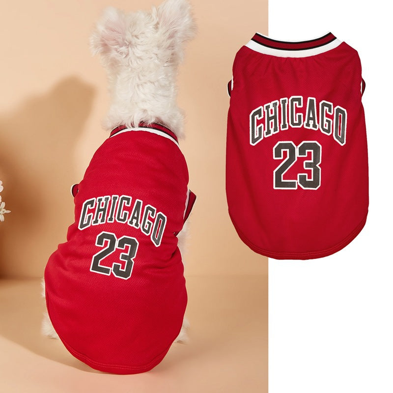 Chicago Basketball Jersey Dog Vest - Mesh Sports Shirt for Dogs