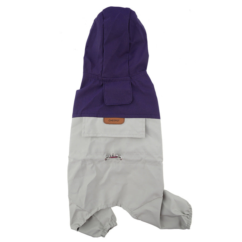 Dog Raincoat – Lightweight Polyester Waterproof Coat for Small & Medium Dogs | Purple Grey, Khaki & Navy Green | S–2XL