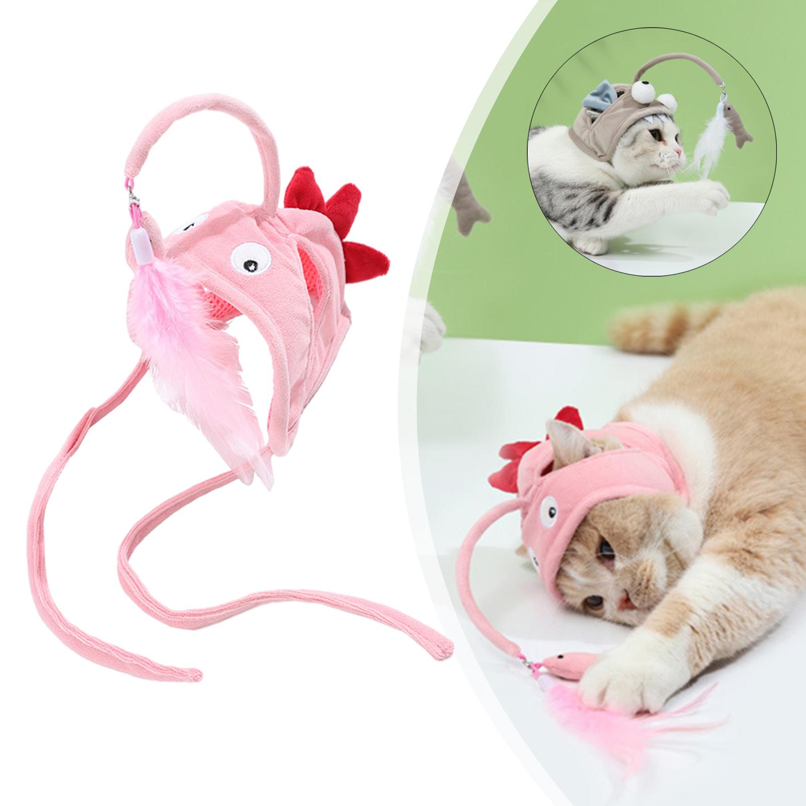 Head-Mounted Feather Cat Wand Toy - Hands-Free Interactive Play
