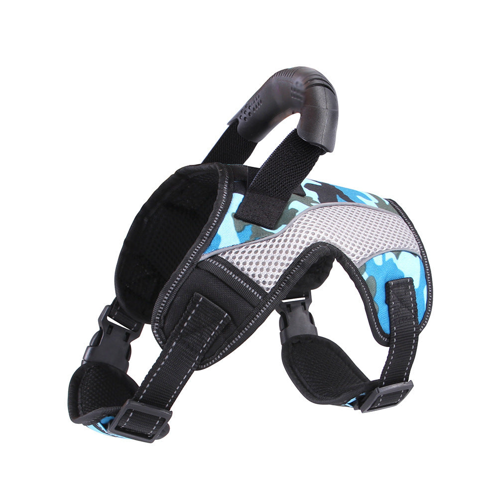 Premium Anti-Pull Harness – Medium to Large Dogs | Bright Red, Black & Camouflage Blue | S–XL