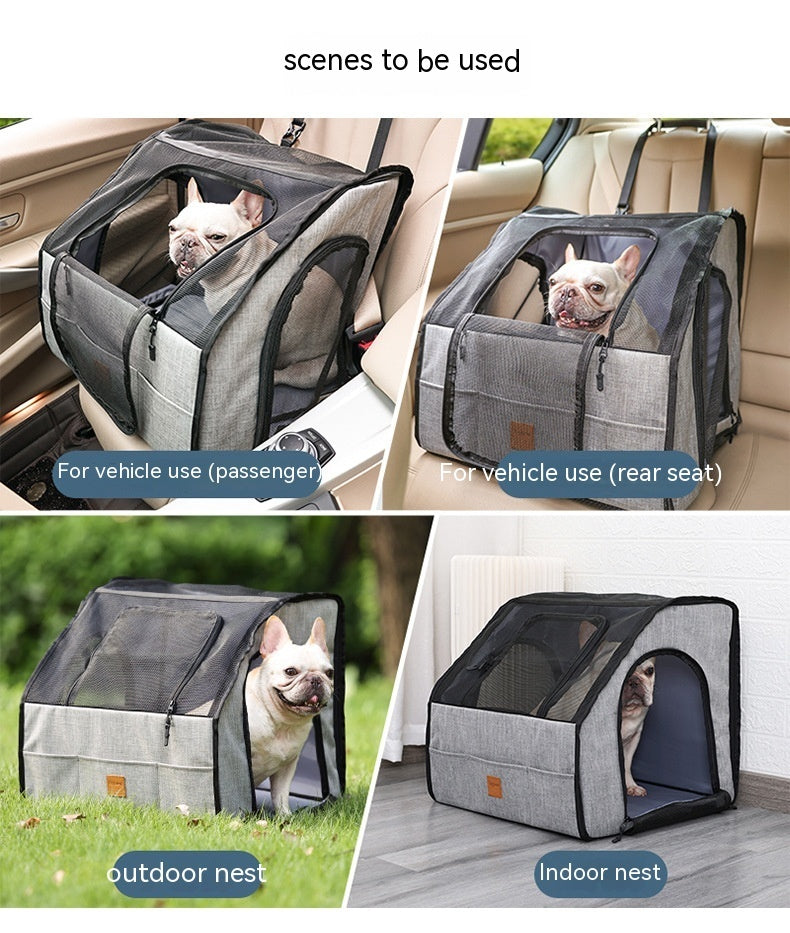 Portable Folding Dog Crate for Car Journeys - Soft Sided | Travel Cage & Nest | M & L