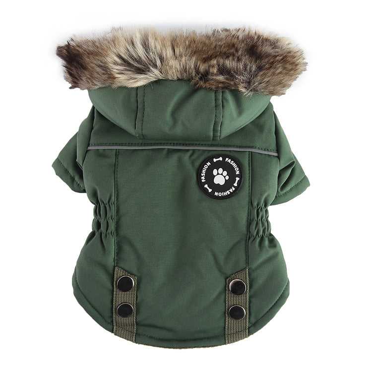 BellyRub Padded Dog Jacket with Harness Clip | For Dogs - Hooded & Non Hooded Options (Red, Army Green, Blue, Black)