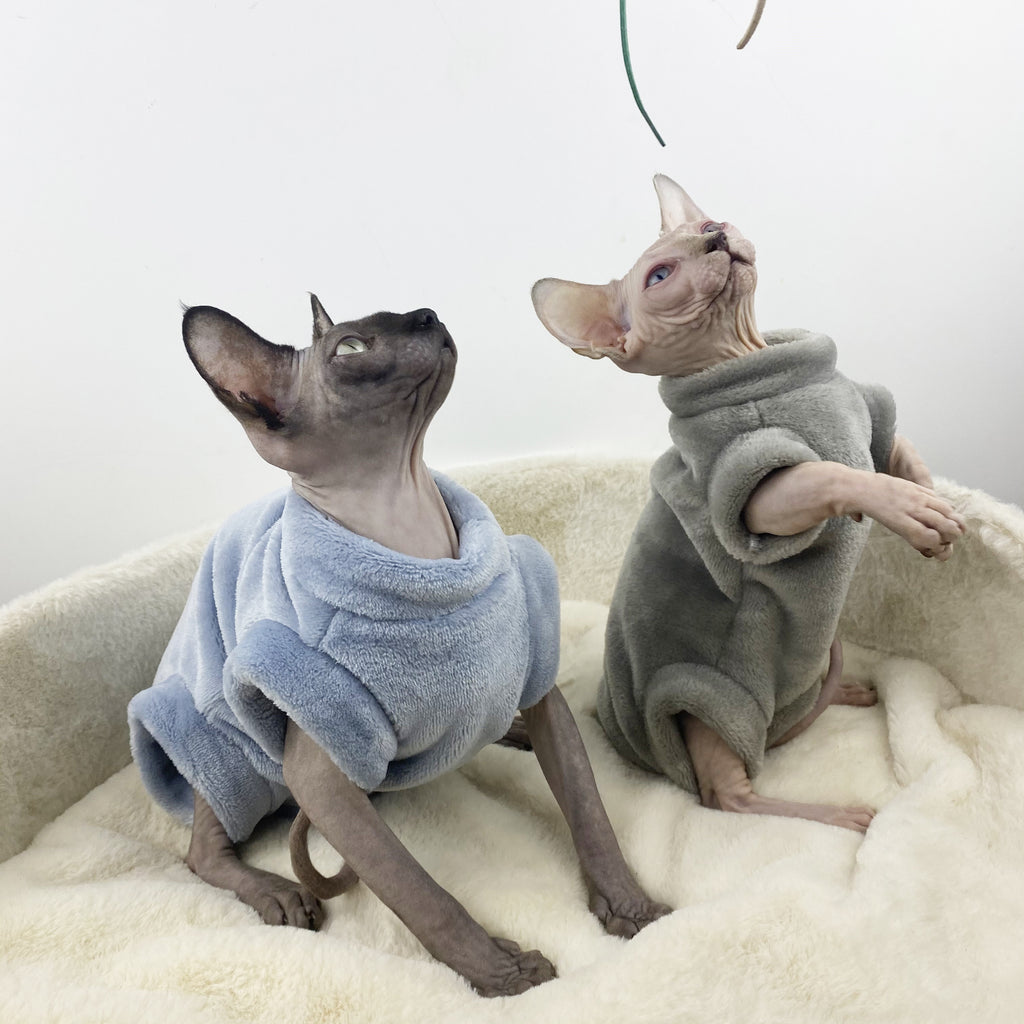 Flannel Thermal Four-Legged Jacket for Hairless Cats - Sphinx & Naked Breeds