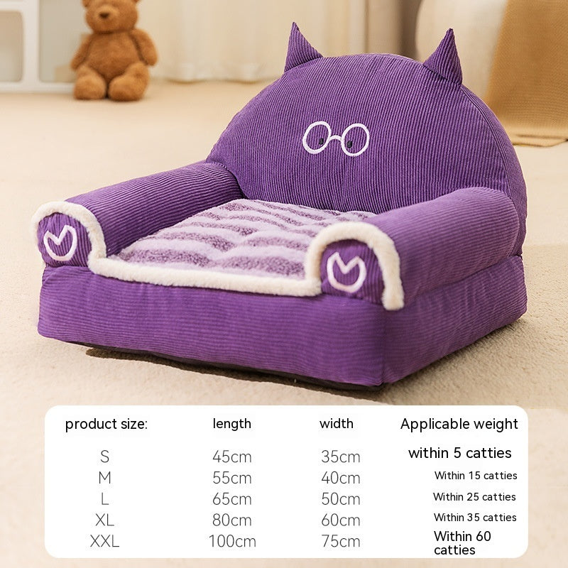 Teddy Bear Corduroy Sofa Bed for Cats & Dogs