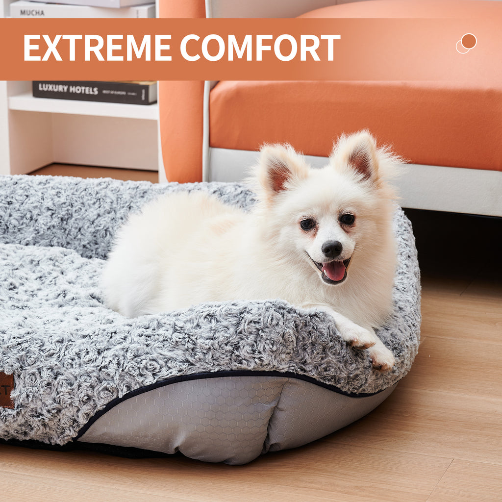 PetArt CO. - Swirl Rose Velvet Calming Dog Sofa Bed