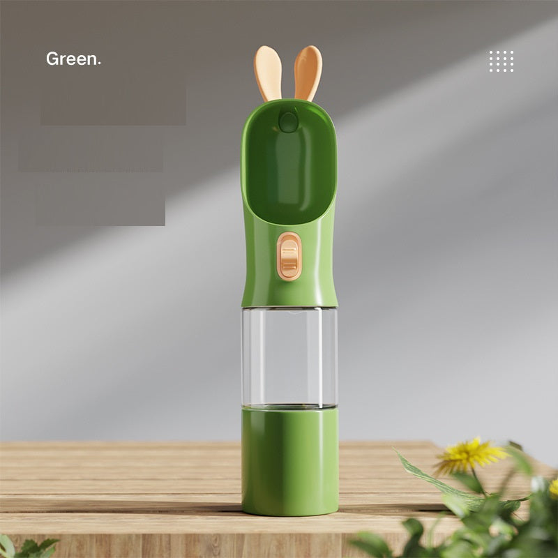 Portable Travel Pet Water & Food Cup – 400ml | Green, White, Grey & Yellow
