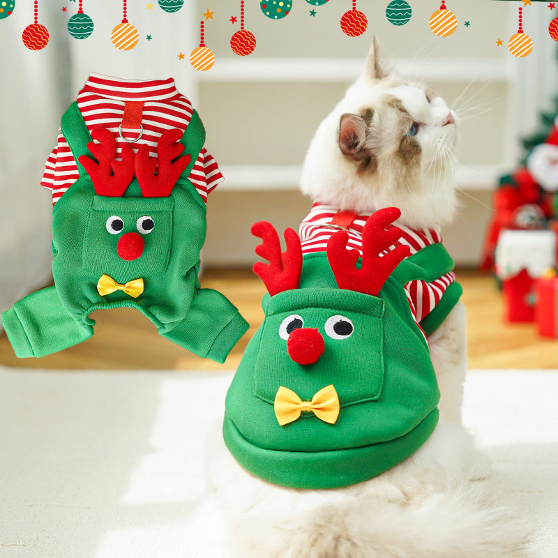 Christmas Dungaree Pet Outfit - For Dogs & Cats (Vest OR 4 Leg Option - All Sizes)