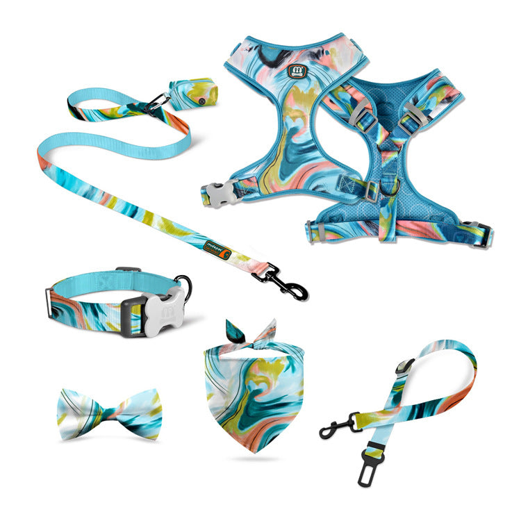Pink Sunflower Pet Set (4pc Set)| Collar, Harness, Lead & Waste Bags