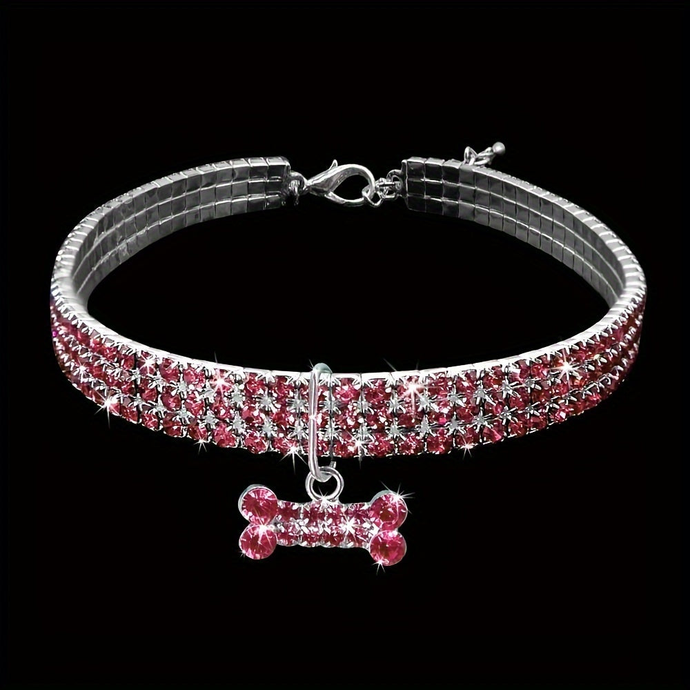 Pet Dog Rhinestone Adjustable Necklace
