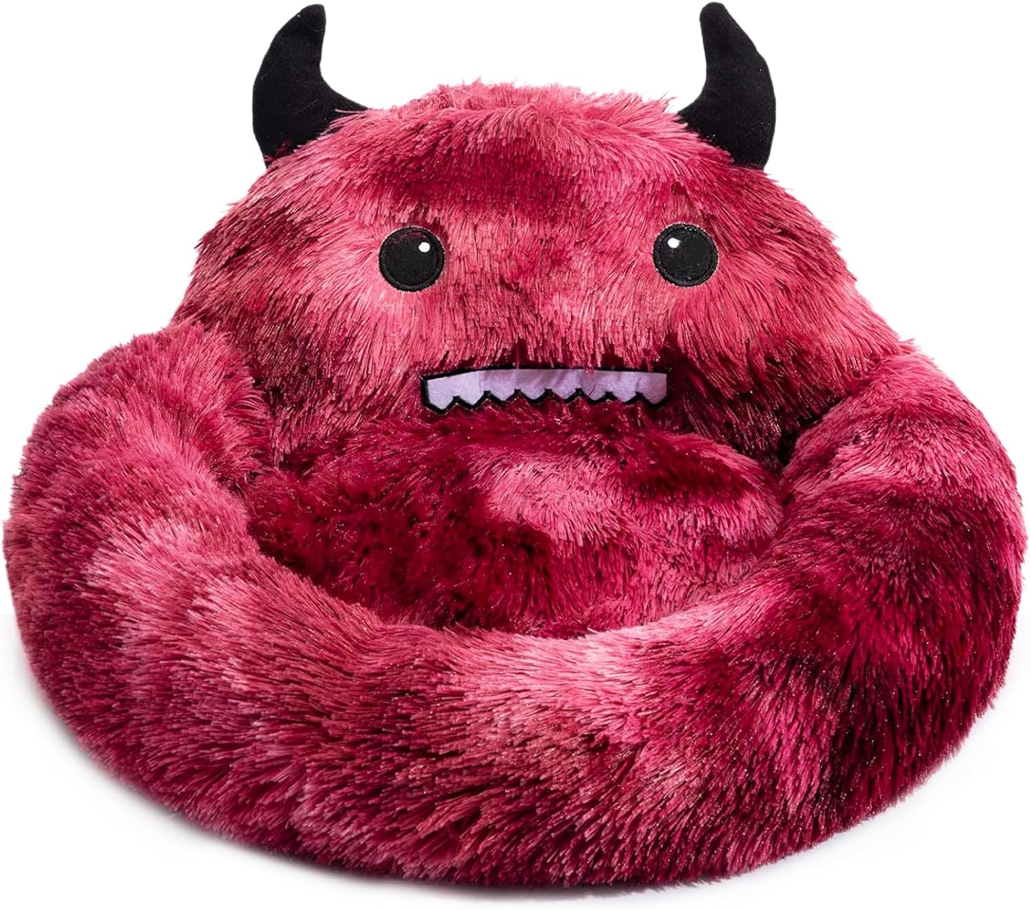 Faux Fur Donut Pet Bed - Luxury Round Nest for Cats & Dogs(Blue OR red)