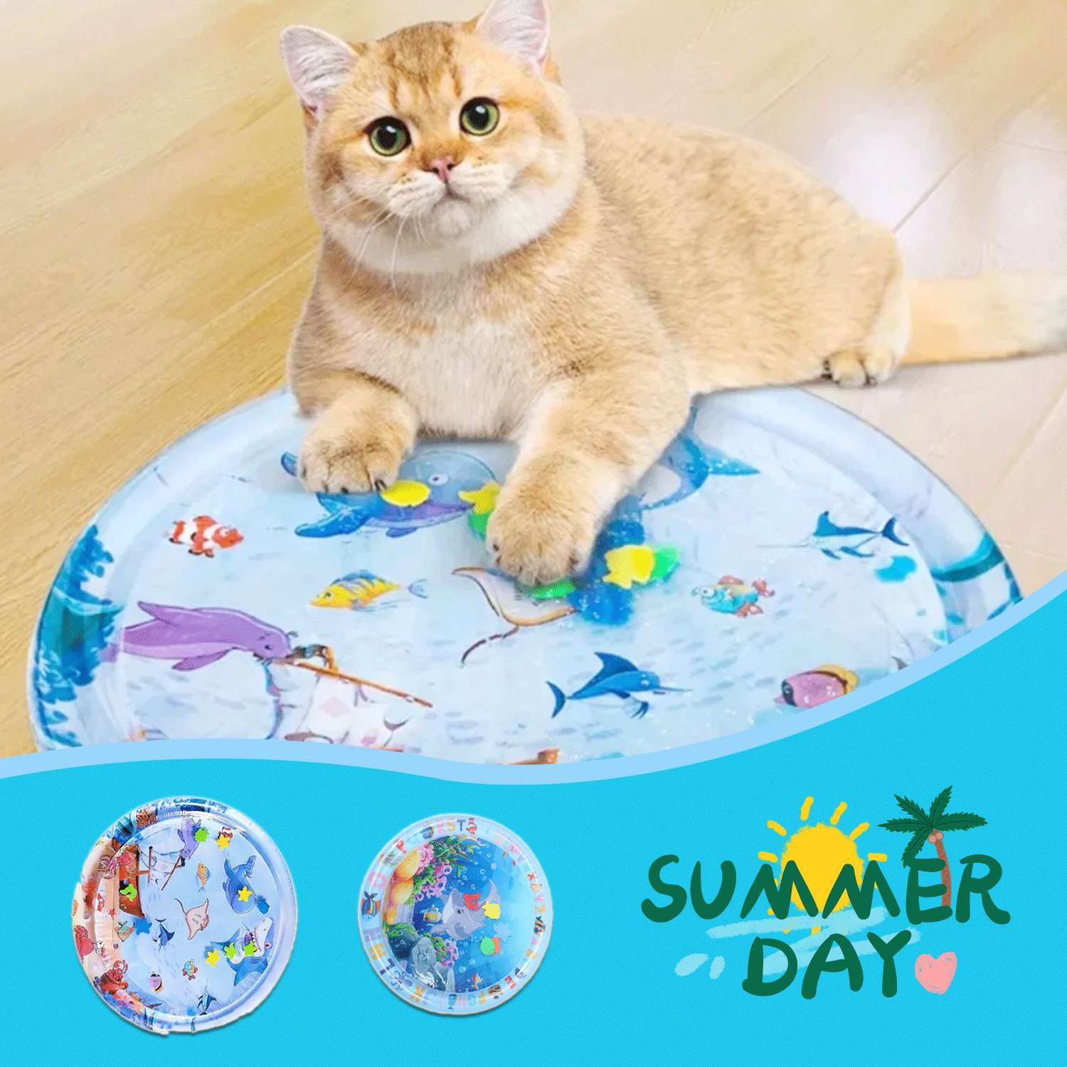 Inflatable Cooling Water Bed Ice Mat for Dogs & Cats - Summer Cool Pad