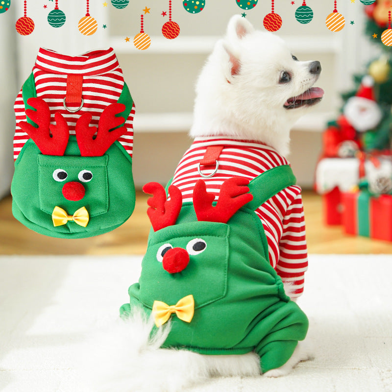 Christmas Dungaree Pet Outfit - For Dogs & Cats (Vest OR 4 Leg Option - All Sizes)