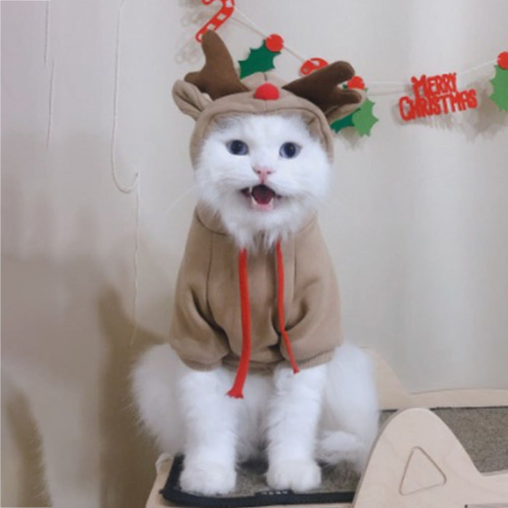 Christmas Hooded Pet Sweater - Elk & Fruit Style Designs