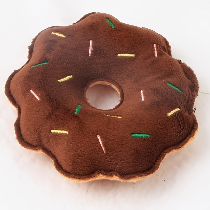 3pcs Squeaky Plush Donut Dog Toys - Soft Fabric Pet Pillows for Play & Party Favors, Ideal for Medium Breeds