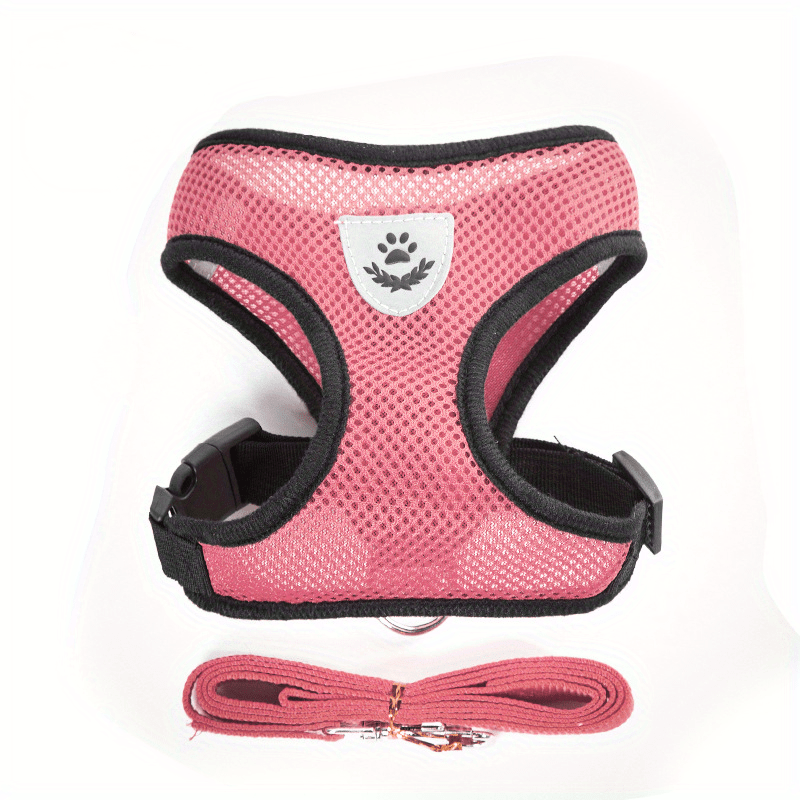 Reflective Pet Harness And Leash Set For Dogs And Cats, Adjustable Puppy Cat Vest Harness With Soft Mesh