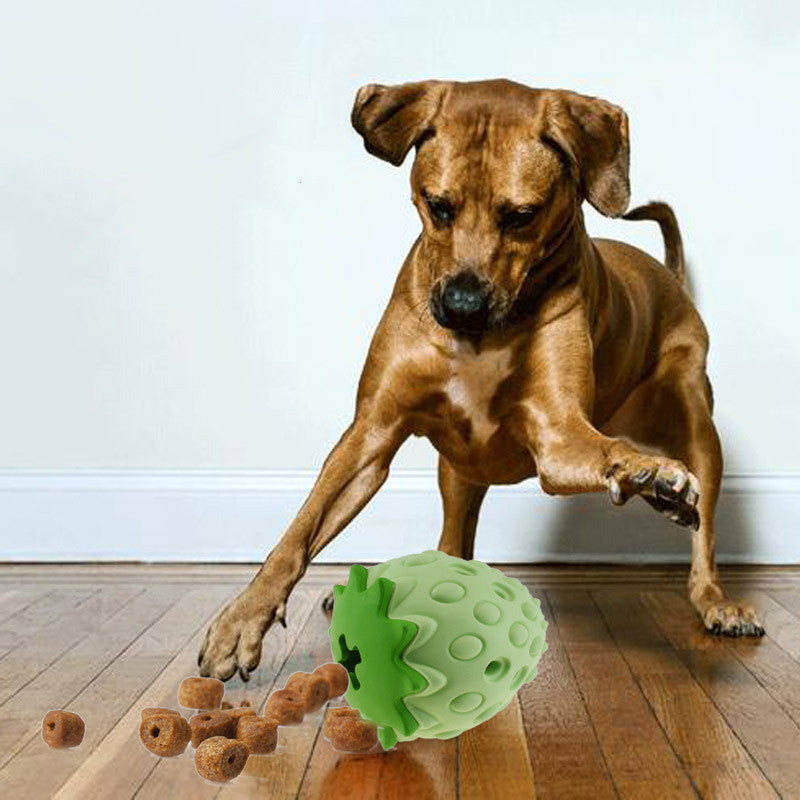 Strawberry Rubber Treat Dispensing Chew Ball - Chew Resistant Dog & Cat Toy