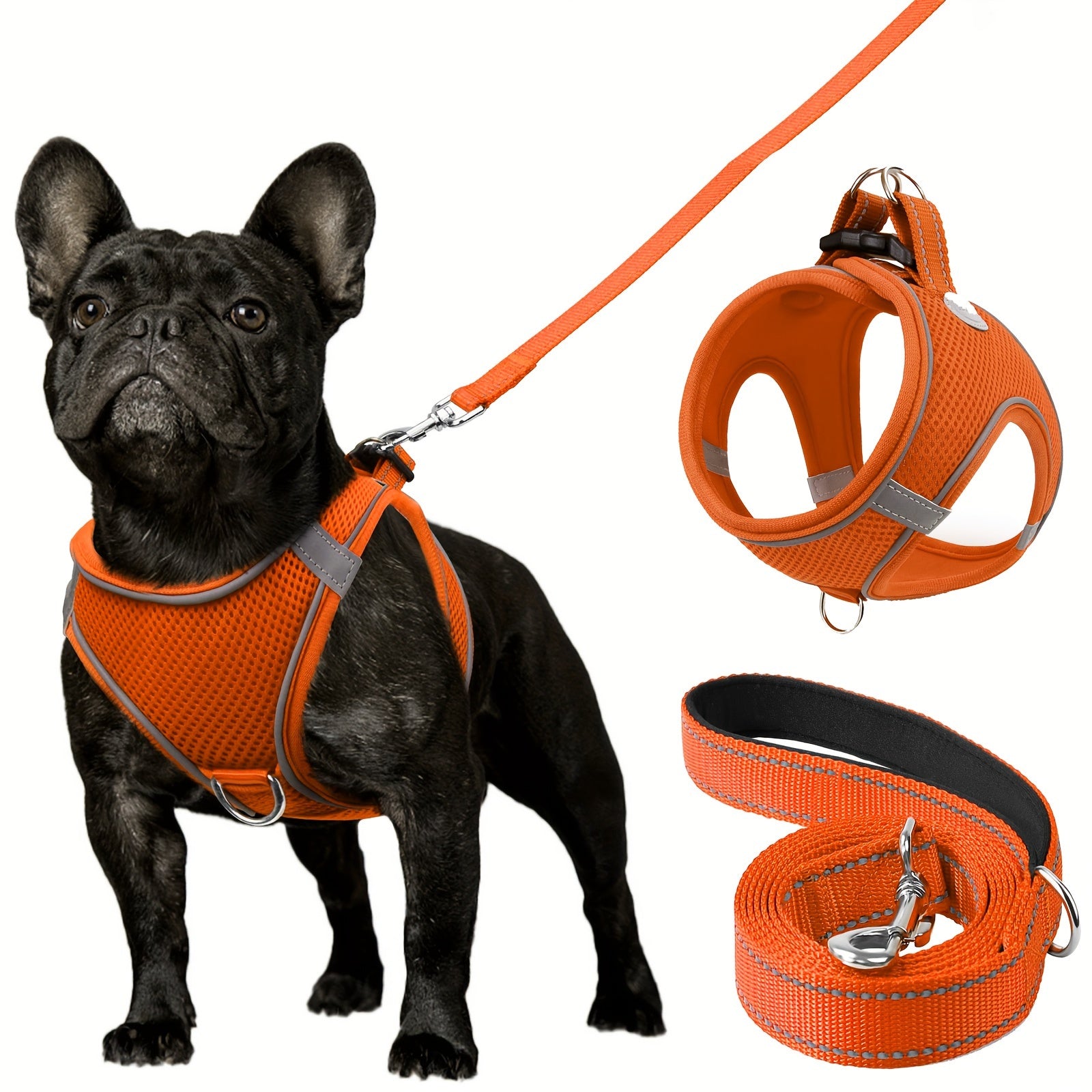 Joytale Step in Dog Harness and leash Set,Reflective Soft Padded Nylon Leash,Breathable Mesh Vest Harness and Leash for Small and Medium Dogs