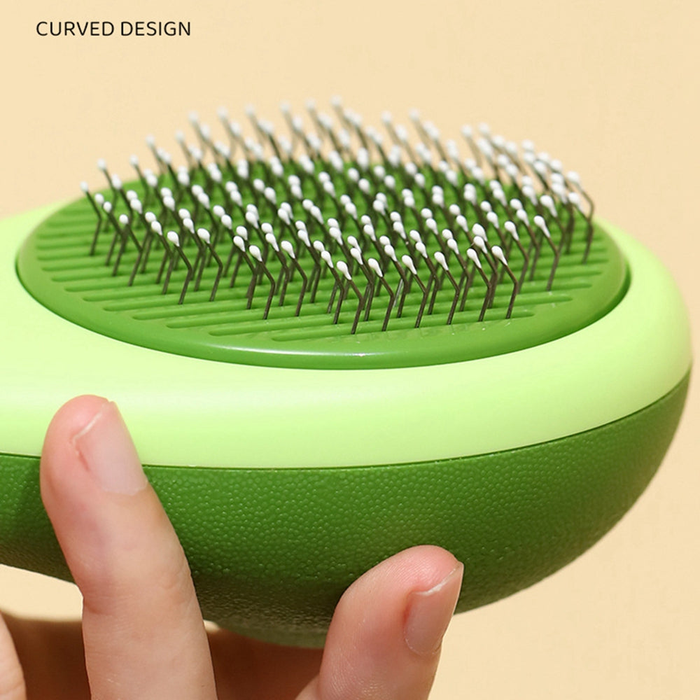 Self-Cleaning Pet Grooming Brush – One-Click Hair Release | Avocado & Lemon | Cats & Dogs