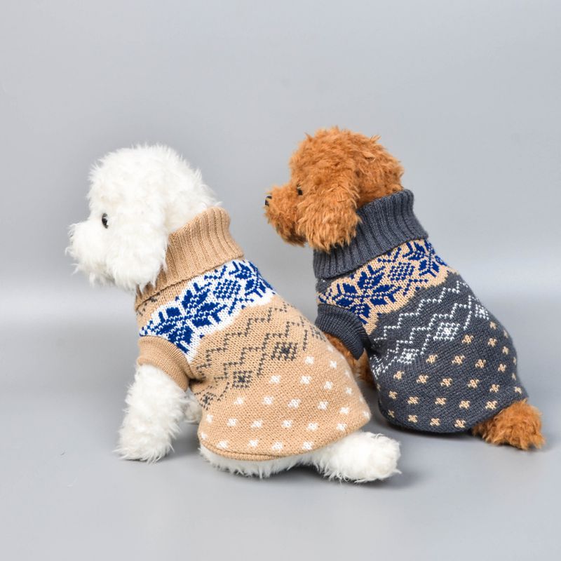 Stretch Snowflake Print Dog Sweater - Warm Autumn & Winter