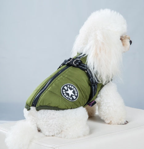 Reflective Dog Fashion Hoodie | Fleece-Lined Cotton Jacket