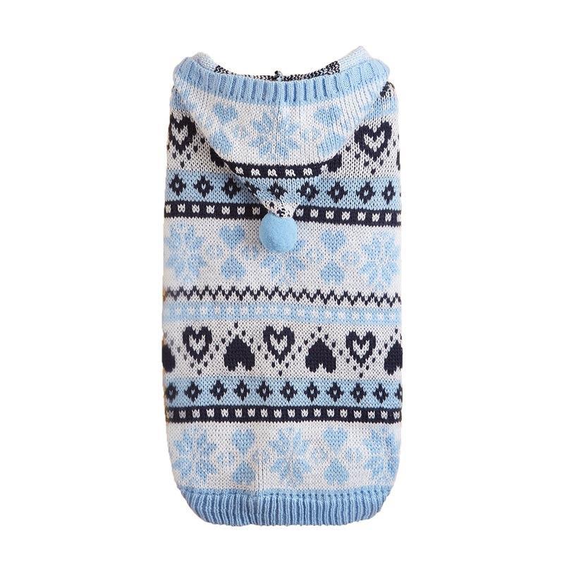 Snowflake & Stripe Knitted Dog Sweater - Warm Acrylic Winter Knitwear