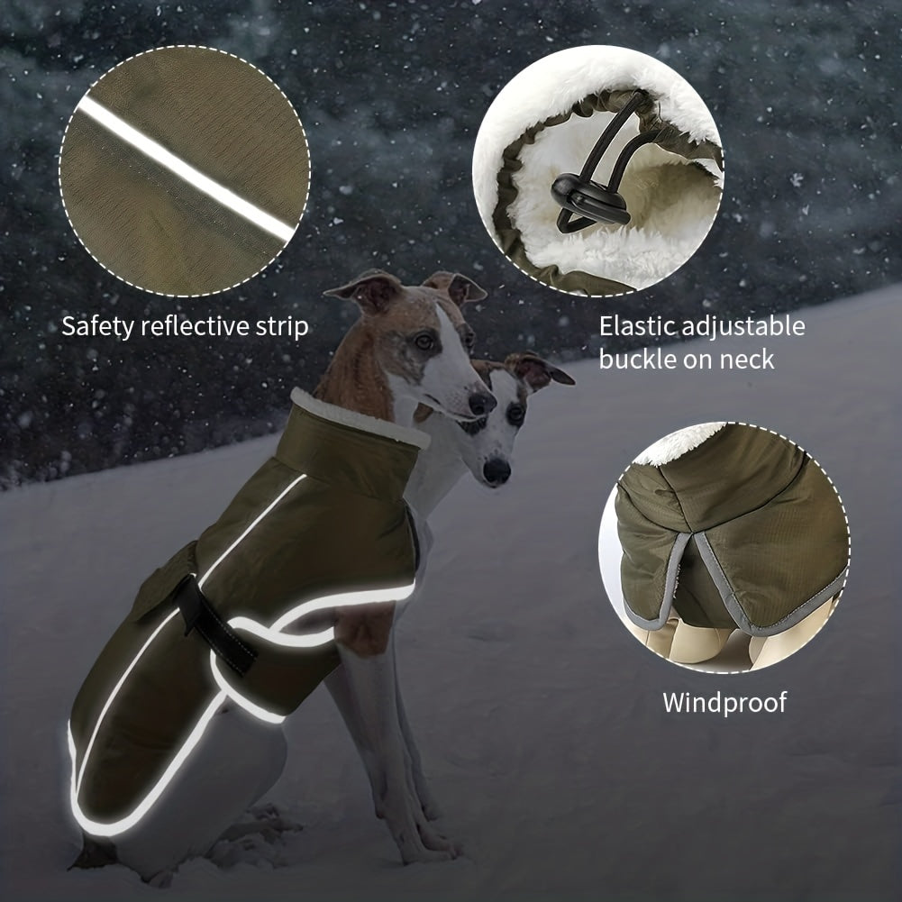 Waterproof Fleece Dog Coat – Windproof Winter Jacket with Turtleneck & Leash Hole | S–3XL