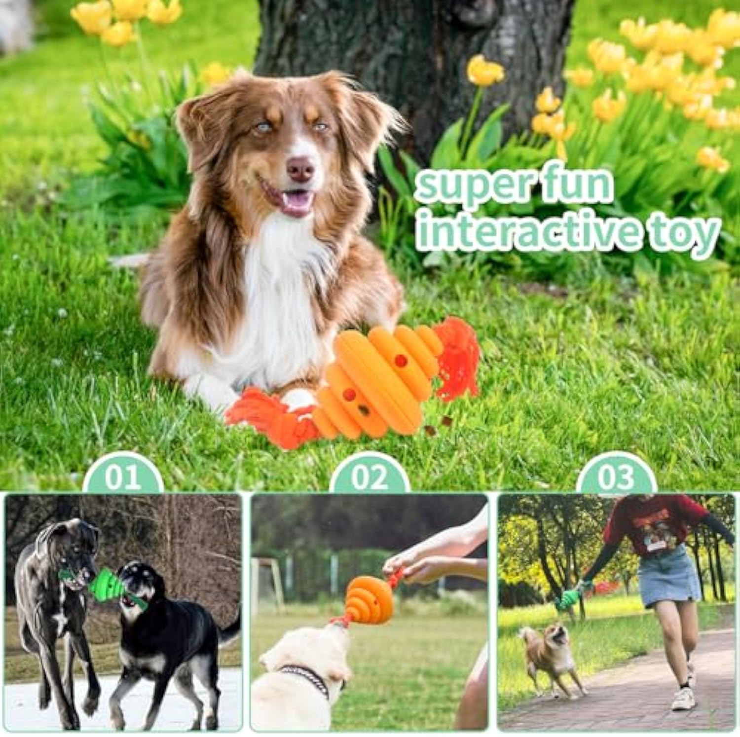 Rope Ball Treat Dispensing Dog Toy (Yellow OR Green)