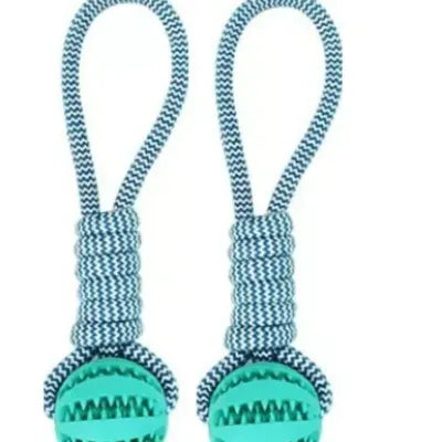 TPR & Cotton Rope Dog Chew Ball – Bite-Resistant Dental Toy | 25cm | Blue, Orange & Green