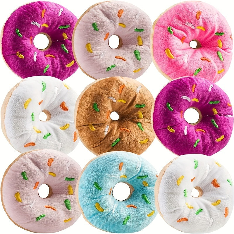 3pcs Squeaky Plush Donut Dog Toys - Soft Fabric Pet Pillows for Play & Party Favors, Ideal for Medium Breeds