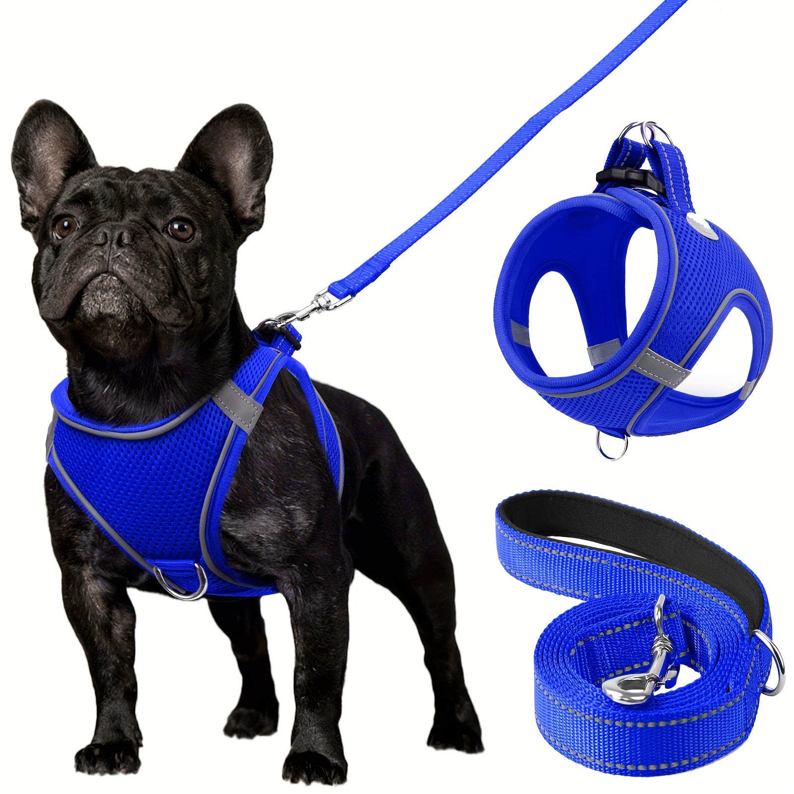 Joytale Step in Dog Harness and leash Set,Reflective Soft Padded Nylon Leash,Breathable Mesh Vest Harness and Leash for Small and Medium Dogs