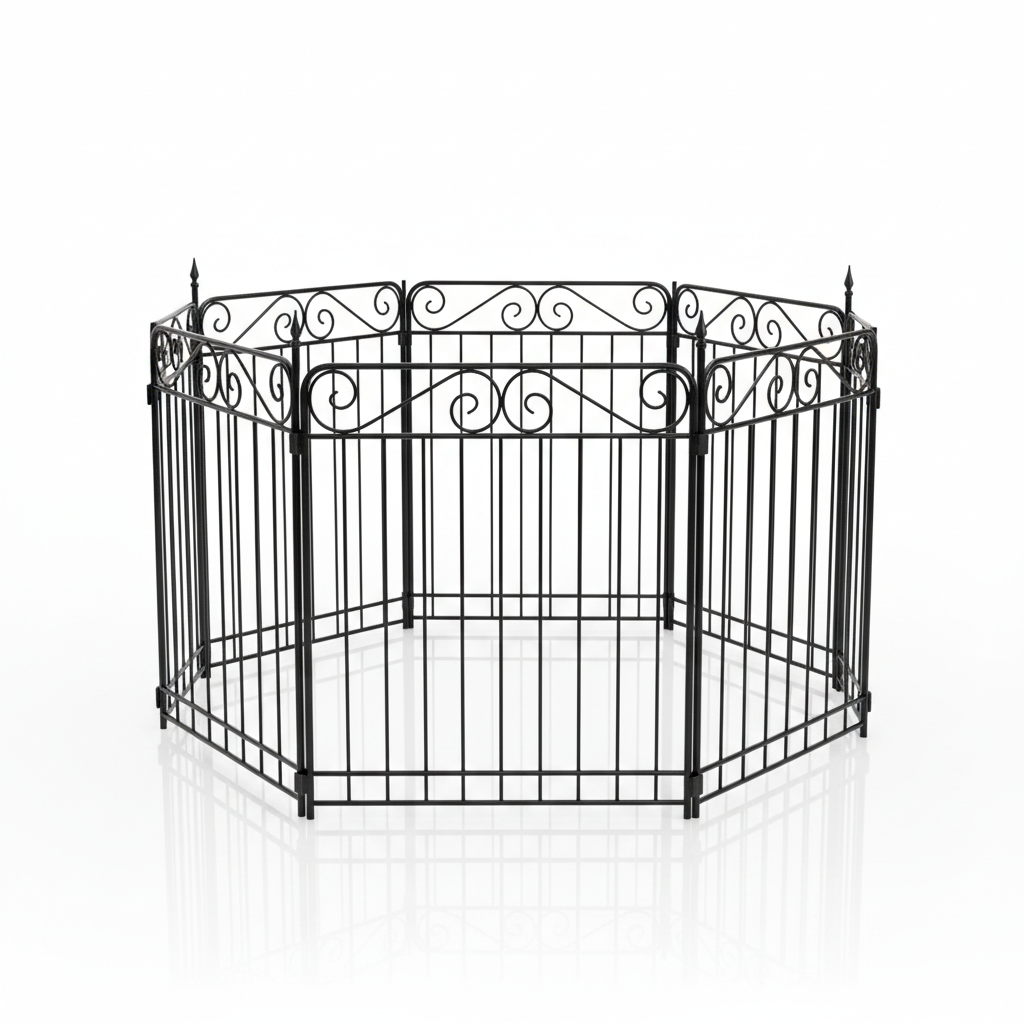 Black Metal Dog Fence Playpen Barrier